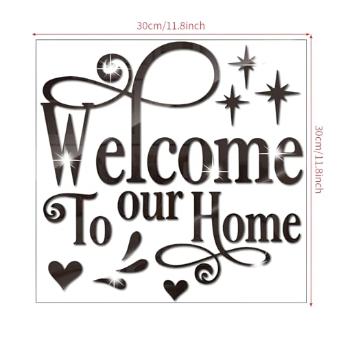 Welcome to Our Home Wall Decor Sticker, Home Acrylic 3D Mirror Wall Decal, Removable Art Letter Sign, Wall Door Quote Decoration DIY for Living Room Bedroom Sofa TV Background - Image 8