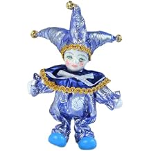19cm Clown Doll Figure with Painted Face and Freckles, Ceramic Gothic Halloween Decoration for Party Favors and Collectibles
