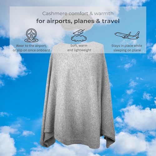Jet&Bo 100% Pure Cashmere Poncho & Eye Mask Cashmere Travel Set Gray in Gift Box4