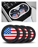 Car Cup Holder Coasters 4 Pack - American Flag 2.75 Inch Anti Slip Shockproof Drink...