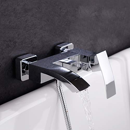 Ensemble de douche cascade mural anti-calcaire en laiton brillant