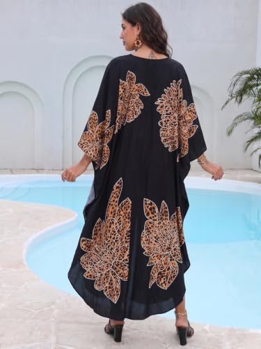 Image of sunforyou Kaftan Dresses for Women Stylish Caftans Plus Size Beach Cover up Soft Loungewear