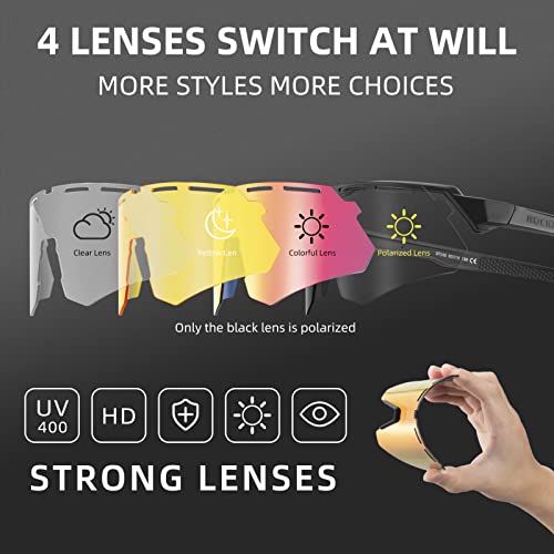 ROCKBROS Polarized Sports Sunglasses for Men Baseball Cycling Sunglasses UV400 Protection for Women Men - Thumbnail 2