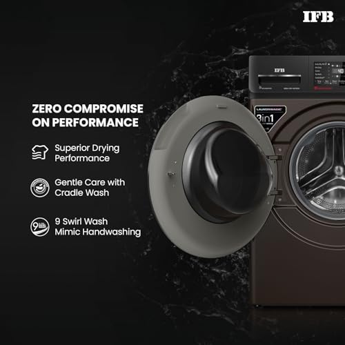 Image of IFB 9 /6 /3 kg Fully Automatic Washer Dryer Refresher with Steam Refresh, AI Powered, 100% Dry Clothes, 9 Swirl Wash Mimic Handwashing, WiFi & Eco Inverter Motor (WDR Executive ZMN, Mocha)