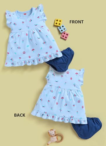 Image of LuvLap Baby Girls Regular Fit 100% Cotton Half Sleeve Girls Knee Length Frock Pack of 3