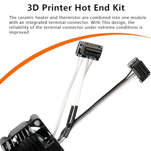 P1S/P1P Hotend-Komplettkit mit 60W-Keramikheizer & 0-320°C Thermistor – Vollmontiertes Hotend mit Lüfter, 0,4mm Düse aus gehärtetem Stahl, Heizblock – Kompatibel mit Bambu Lab P1 Serie 3D-Drucker