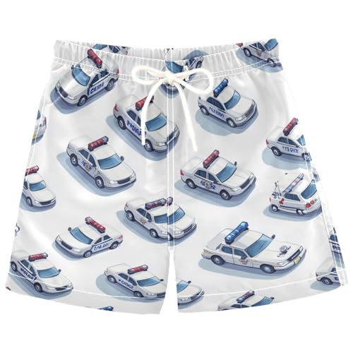 Cute Police Cars Boys Swim Trunks Cartoon Toys Toddler Beach Board Shorts Baby Summer Bathing Suit 4T Multicolor