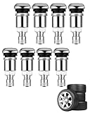 HZAOPZE 8Pcs Autoventile, Silber Reifenventil, Autoreifen Ventil Autoreifen, Metallventile für Alufelgen, Reifen Ventile Reifenventile Pkw Universal Felgenventile,Für Auto,Motorrad,43 * 11MM