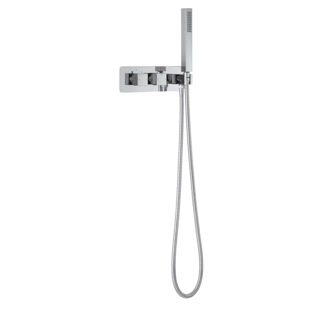 Milano Chrome Arvo Thermostatic Mixer Valve Hand Shower Handset 1.75M Hose