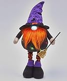 Lighted Halloween Standing Gnome Tabletop Figurine with Broom