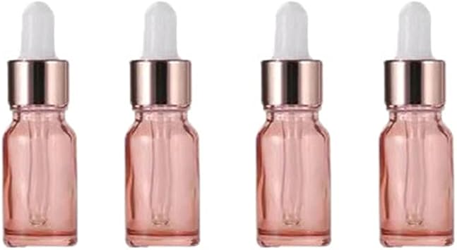 4 Pack Glass Dropper Bottles,10ml/15ml/30ml/50ml/100ml Essential Oil Bottles Dropping Bottles With Rose gold Cap Perfume Empty Travel Sample Vials Essence Liquid Cosmetic Containers10ml