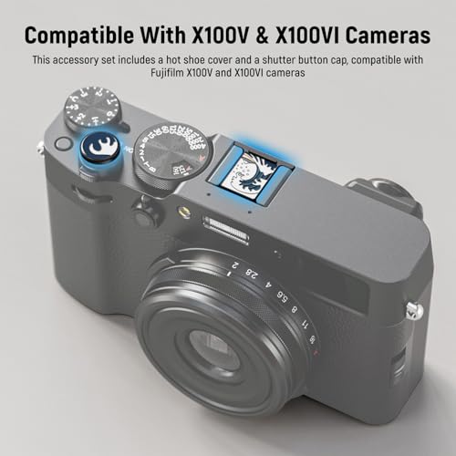 NEEWER X100V X100VI Hot Shoe Cover & Shutter Button Cap Set, Cold Shoe Cover with Shutter Release Button, Photography Accessories Compatible with Fujifilm X100V X100VI, Black, CA115 by NEEWER - Image 2