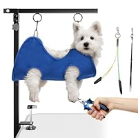 Faltbarer Hundepflegetisch-Arm mit Tischklemme – Höhenverstellbar 66–102 cm, Grooming-Arm mit Hängematte & Anti-Sitz-Schlaufe, Hunde-Fixierung für kleine & mittelgroße Hunde, Zuhause oder Salon