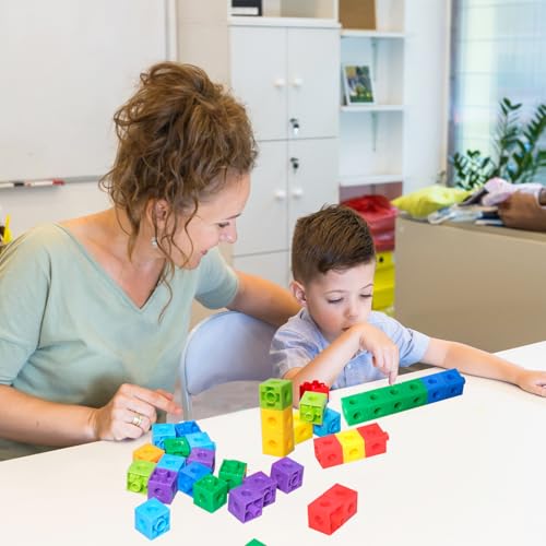 Image of 701 Pcs Math Learning Linking Cube with Pink Storage Container Counting Cubes Plastic Colorful Counting Blocks Math Manipulatives Classroom Learning Supplies for Home school Educational(Pink)