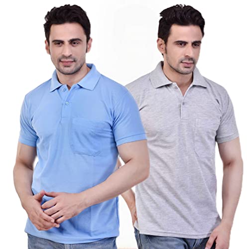 Image of SMAN Men's Polo T-Shirt Regular Fit Half Sleeve Multi Color Combo Pack of 2