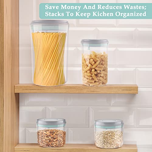 Tyniaide Airtight Pop Top Food Storage Containers With Top Pop One Button Control Lids, Bpa Free Stackable Clear Storage For Kitchen, Pantry Organization - Round - 4 Pcs #TOP6