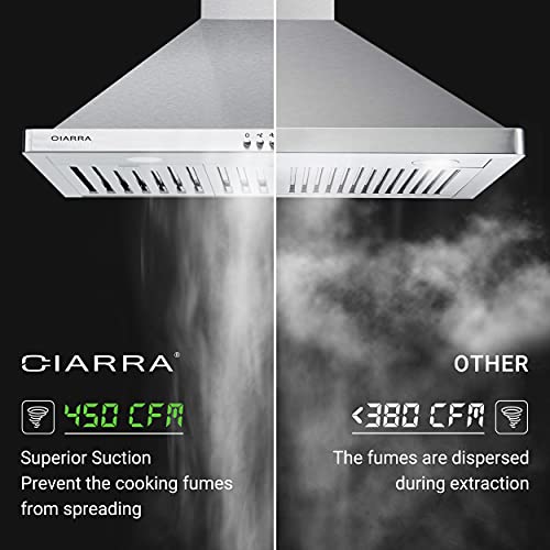 Ciarra Range Hood 30 Inch Wall Mount Chimney Hood Range 450 Cfm Ducted And Ductless Kitchen Hood Vent In Stainless Steel, Cas75302 #TOP6