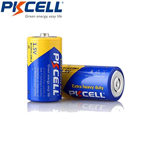 Pkcell 4X1.5V C Size Um2 R14P Carbon Zinc Chloride Battery Duration 280 Min #TOP2