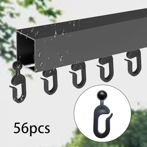 HGZLQKD 56x Hooks for Gazebo Curtains, Black ABS U-shape Gutter Hooks, UV & Weather Resistant Canopy Curtain Kit Professional Rustproof Curtain Hooks Ideal for Outdoor Decorative Lights - Image 3