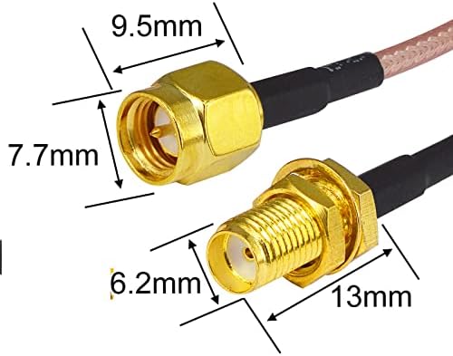 Boobrie SMA Male Female Coax Cable 50CM SMA Connector RG316 Coaxial Cable SMA Male to SMA Female Extension Cable SMA Female Bulkhead Adapter Cable for Mobile Antennas/WiFi Antenna etc Pack of 2