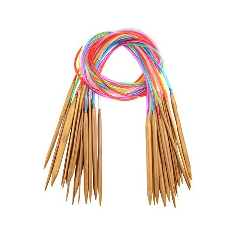 TOVOT 18 PCS Circular Bamboo Knitting Needle Set 2.0 mm-10 mm 31 inch (80 cm )18 Size Cover