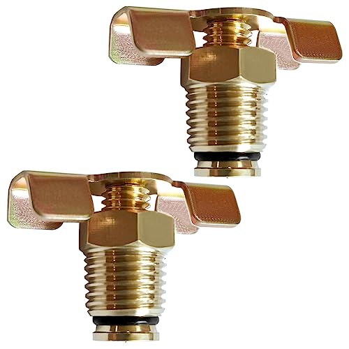Uenede Brass Drain Cock 1/4" NPT Male Wing Style Drain Valve, 2PCS