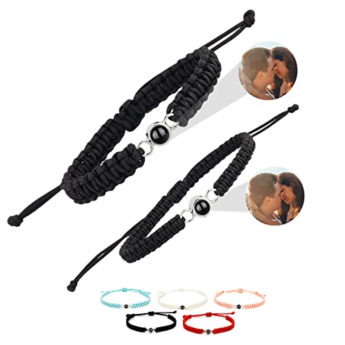 Chicoko Personalized Photo Bracelets, Custom Photo Projection Bracelet, Adjustable Projection Bracelet With Picture Inside For Girls Boys Women Man Anniversary Day (A-Black-2Pack) #TOP2