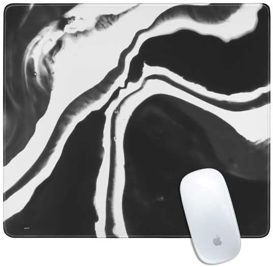 Skinit Small Gaming Mouse Pad - Marbleized Black Design with Stitched Edges, Waterproof, Non-Slip Rubber Base, Desk Mat for Keyboard & Mouse