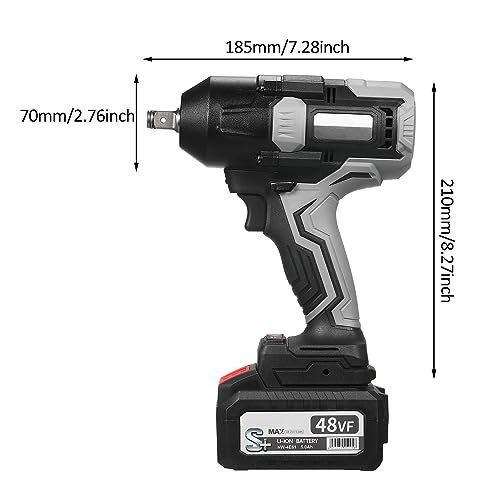Chave de impacto sem escova,Chave de impacto sem escova de bateria de lítio 48VF com conjunto de cha