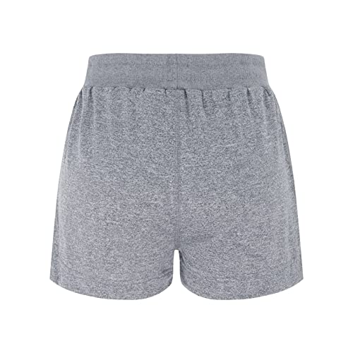 Pijama feminino clássico, elástico, leve, confortável, shorts de cintura elástica com cordão, Cinza,