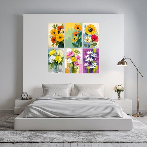 Image of SiddArtify Floral Wall Art Prints Set - Botanical Flower Poster Decor for Living Room Bedroom Office - 8x12 inch Board Pack of 6