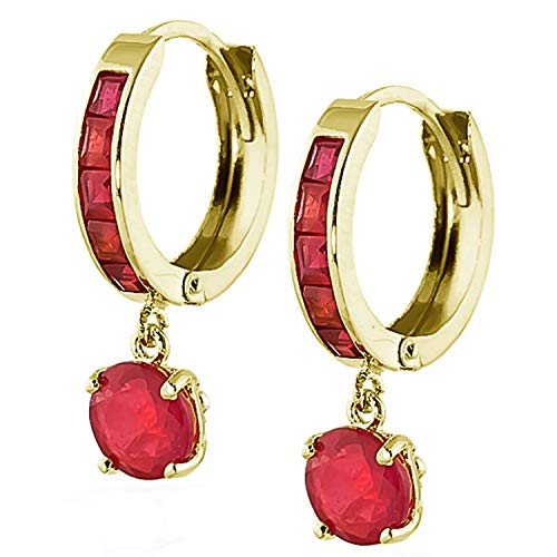 Galaxy Gold Gg 14K Solid Yellow Gold Huggie Earrings 3.3 Ct Ruby #TOP1