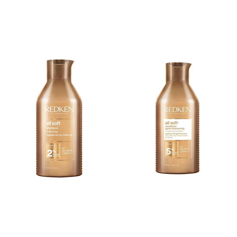 Redken Szampon do włosów suchych i łamliwych, 1 x 500 ml & Redken Nawilżająca odżywka z olejkiem arganowym do włosów suchych i łamliwych, wszystkie miękkie, 500 ml