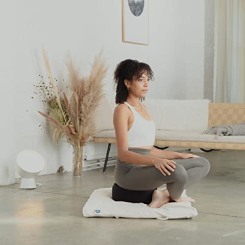 (Height 6.5") Round Zafu Yoga Bolster for Gymnastics & Meditation Made in the EU - Deep Black 100% Natural Cotton Yoga Meditation Buckwheat Cushion with Washable Covers - Image 6