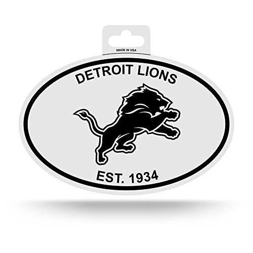 Rico Industries NFL Football Detroit Lions Oval Black and White Sticker