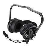 Kafuty Trasero Auricular de Aviación con Micrófono de Cancelación de Ruido Dinámico Auricular de Radio Bidireccionale con Botón de Control de Volumen y Puerto Auxiliar de Entrada de 3,5mm(Negro)