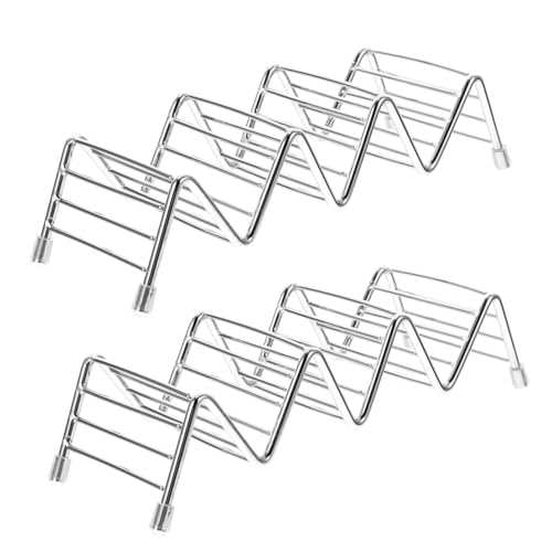 HOLIDYOYO 2-pc Set Stand Taco Rack Griddle Taco Holders Stainless Steel Non-slip Tacos Holders