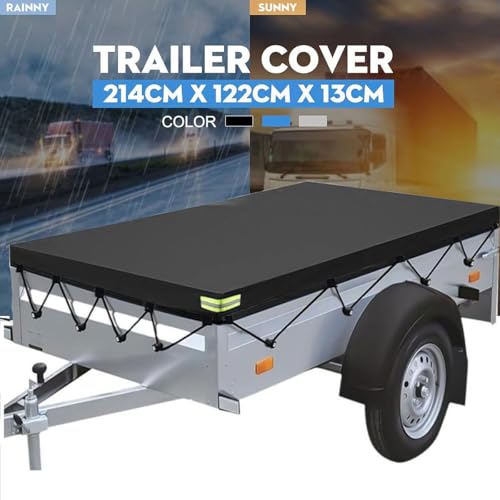 WODHMIEY Heavy Duty Utility Trailer Cover, Waterproof Sun Cover with Grommet System for Trailer, Trailer Cover 214 x 122 x 13cm Fits Most Trailers, Rope Not Included by WODHMIEY - Used condition - Image 7
