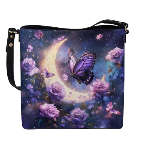Image of HUGS IDEA Boho Bags for Women Leather Handbag Shoulder Bucket Crossbody Purse