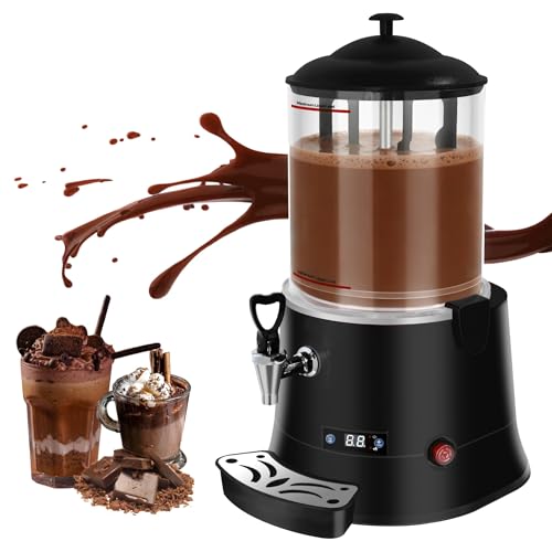 10L/2.6Gal Commercial Hot Chocolate Machine Hot Beverage Maker 86-194F Intelligent Temperature Control Hot Drink Dispenser for Coffee Chocolate Cocoa Milk Tea Juice Black