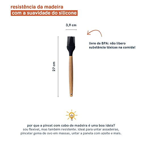 Pincel de Silicone com Cabo de Madeira - Oikos