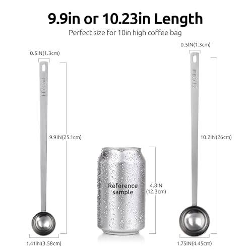 Image of U-Taste Coffee Scoop 1&2 Tablespoon: 18 /8 Stainless Steel Measuring Scooper for Ground Coffee, Bean, Powder, Espresso, 8.5in Long Handle Metal Meaure Spoon for Canister, Jar (1&2Tbsp /15&30ml, Silver)