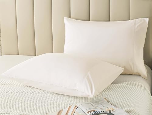 WhatsBedding Standard Size Pillowcases Set of 2, 20x26 Cotton Pillow Case with Envelope Closure, Soft & Breathable Pillow Covers for Bed, Beige