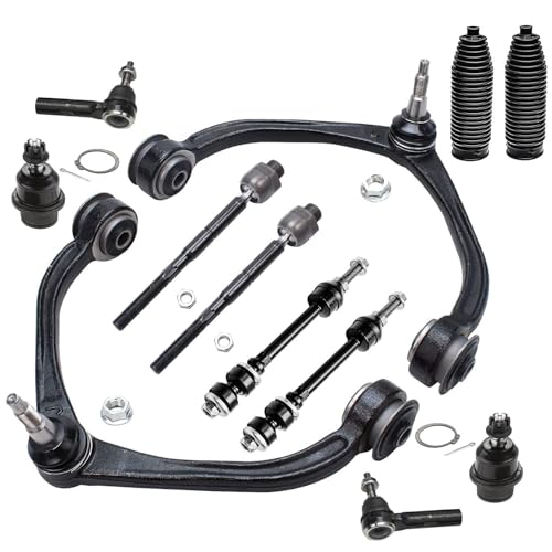 Detroit Axle - 12pc Front End Suspension Kit for 2005-2011 Dodge Dakota 2006-2009 Mitsubishi Raider, Upper Control Arms Lower Ball Joints Tie Rods Boot + Bellow Sway Bars Replacement