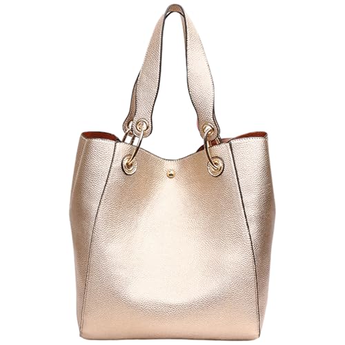 Bolso Tote para Mujer de Cuero Sintético Rosa Oro miniatura 6
