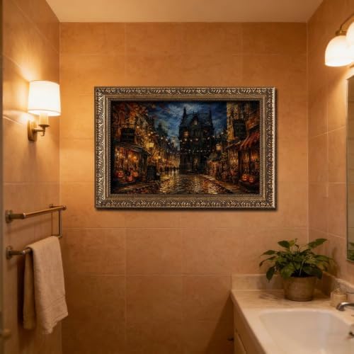 Halloween Wall Art Spooky Magical Village Canvas Decor Autumn Streetscape - 5