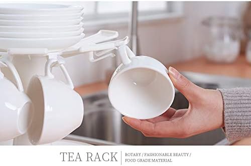 Hosoncovy 360 Rotatable Mug Holder Stand Rack Coffee Cup Storage Rack Tea Cup and Saucer Stand Holder Drying Rack for Home Kitchen Office Bar