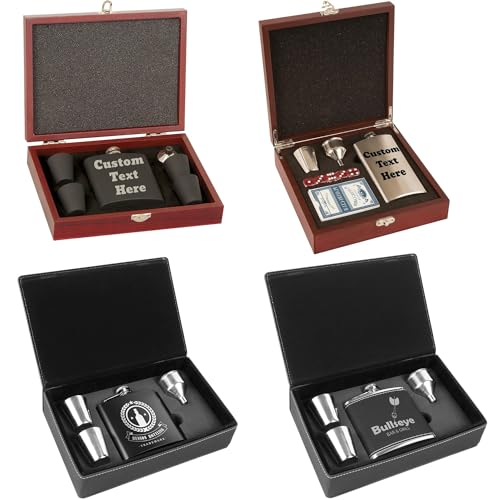 Personalized Engraved 6oz Flask Gift Set