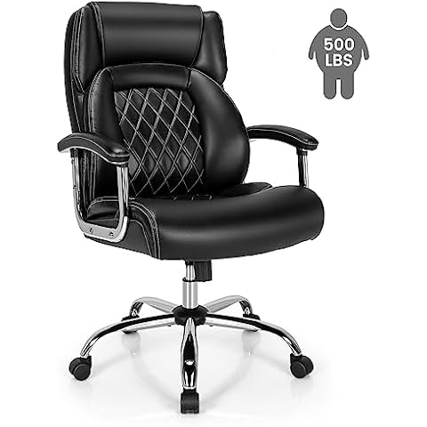 POWERSTONE Big and Tall Office Chair - 500LBS High Back Executive Desk Chair Adjustable PU Leather Computer Chair Home Office Extra Wide Swivel Task Chair for Heavy People Adults Black Cover