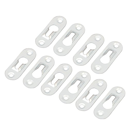 Image of uxcell Photo Picture Frame Clock Metal Oval Shape Keyhole Hanging Hook Plate 10pcs